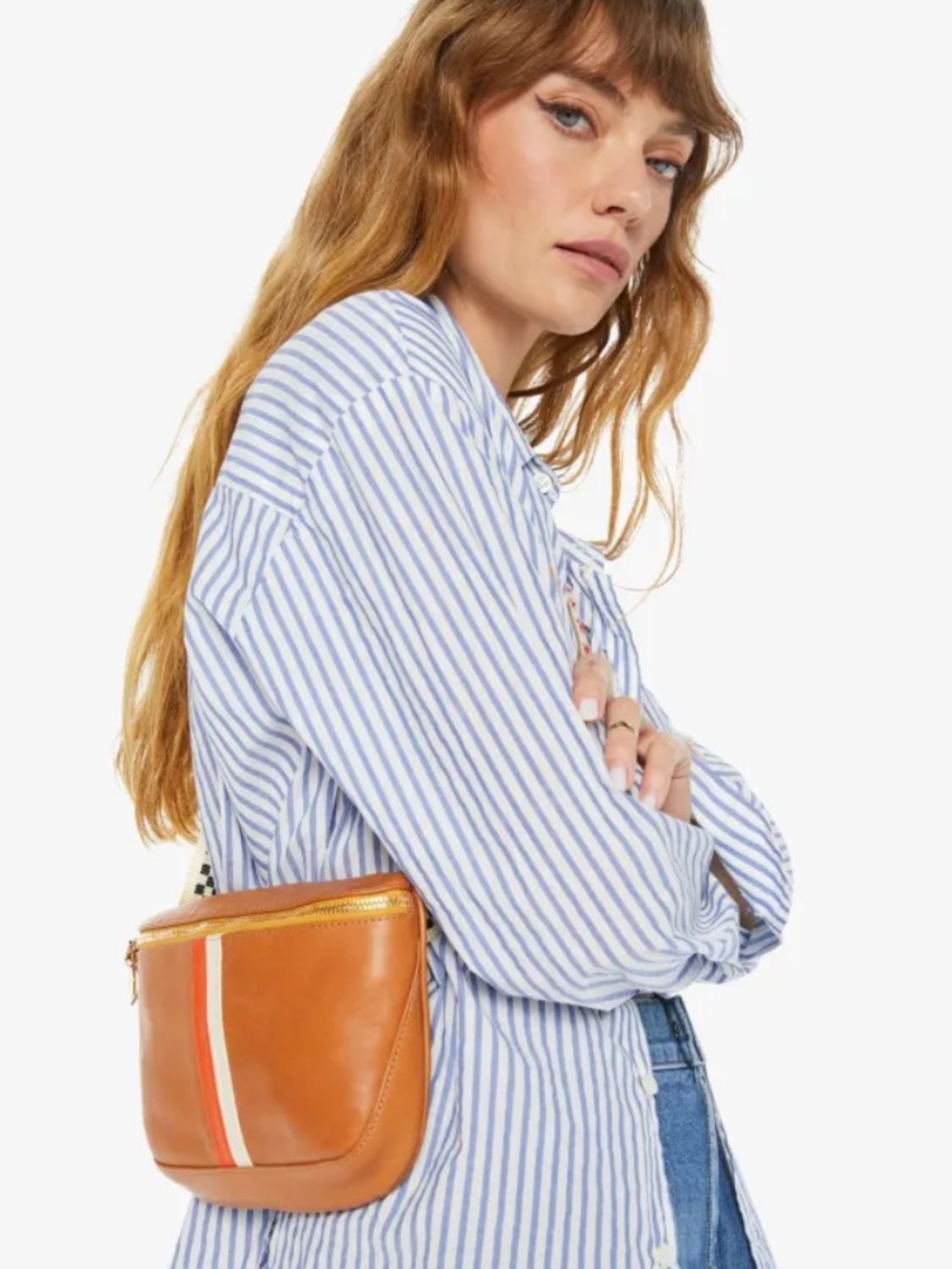 Clare V + MOTHER Le FannyTan Leather Crossbody w - Picture 5 of 12